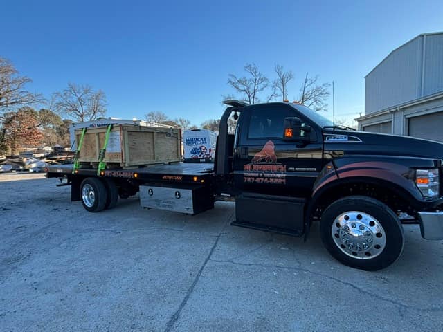 Crated equipment transported on the Silverback rollback